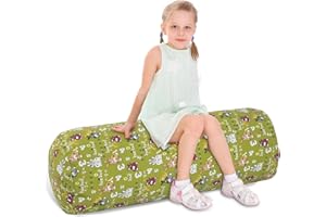 SANFERGE Stuffed Animal Storage Bean Bag Chair Cover (No Filler), Cylinder Plush Toy Storage Stuff and Sit Seat for Kids Boys and Girls, Canvas Large Soft Sit & Play Sofa with YKK Zipper