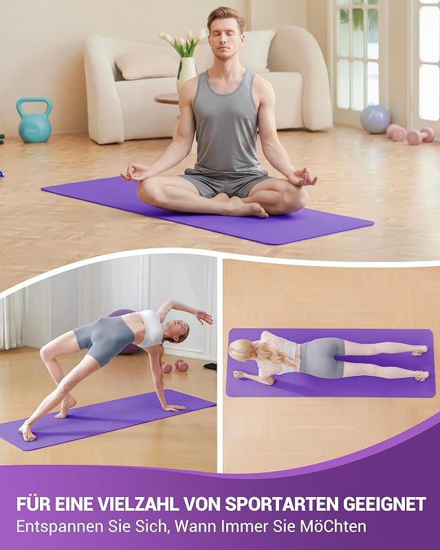 Yoga Matte Yogamatte Rutschfest TPE 183x61x0,6cm — Foto 5 von 7