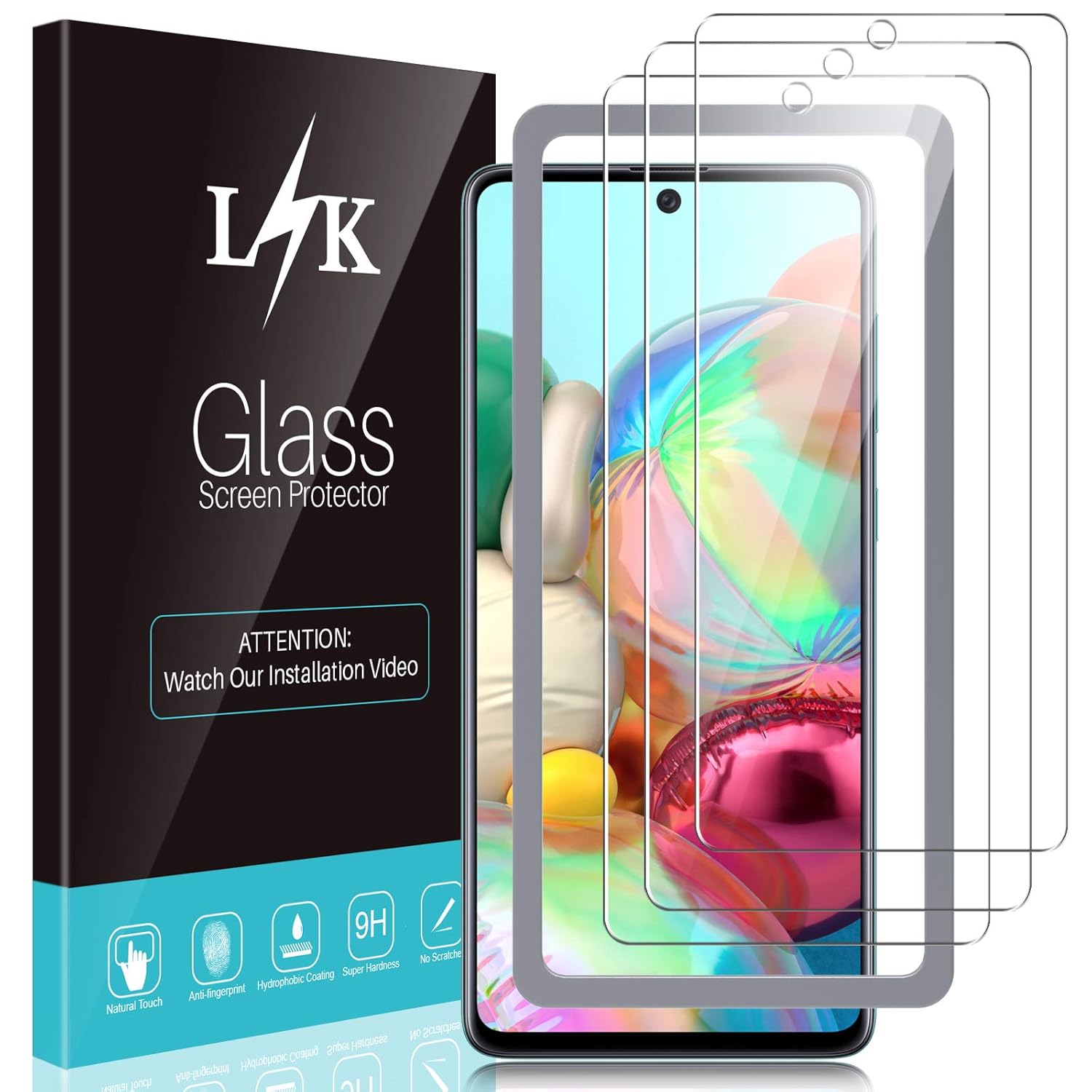[3 Pack] L K Screen Protector for Samsung Galaxy A71, AntiScratch Tempered Glass, High