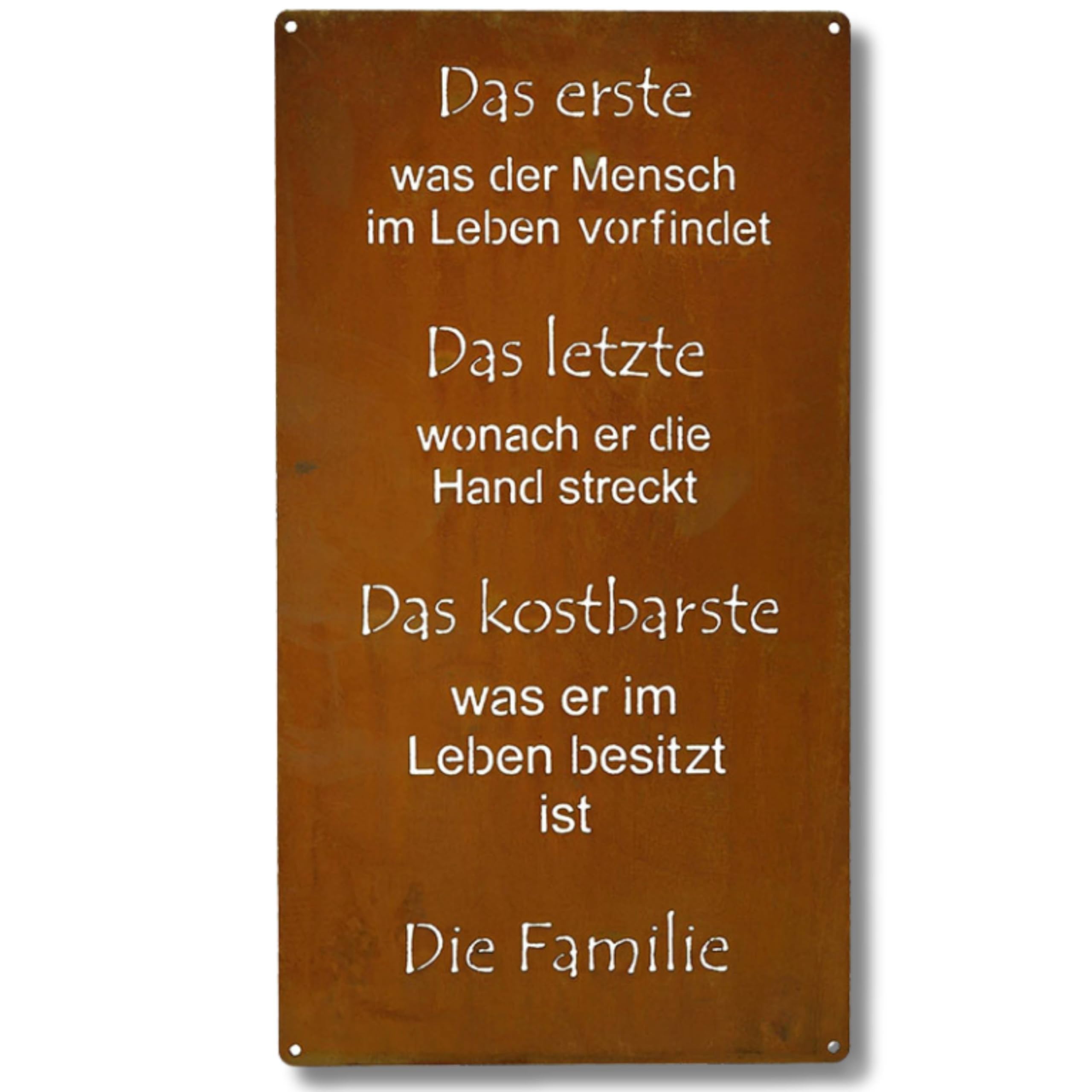 Rust spruchtafel " Family ", Patina Decor Metal Board to Hang Size 1
