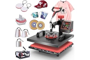 OIIEE Heat Press Machine 8 in 1 Combo Heat Press 15 x 15 Inch Heat Transfer Machine 360-Degree Swing Away Digital Shirt Printing Multifunction Heat Transfer Sublimation for T Shirts Mugs Hat Plate Cap