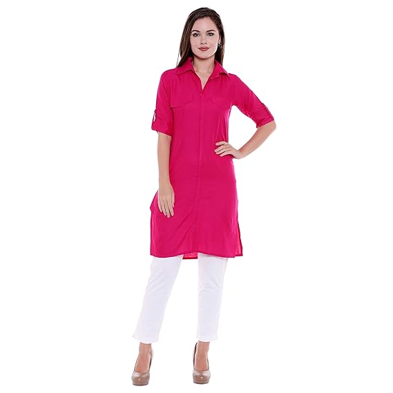OOMPH! Womens Rayon Straight Kurta
