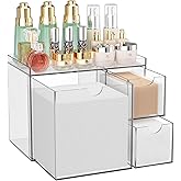 Youdepot Acrylic Face Towel Holder with Drawer – 4-Layer Disposable Face Towel Holder Organizer Box – Bathroom Countertop Storage for Cotton Pads, Swabs, and Skincare(Clear)
