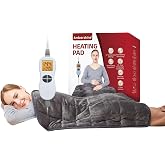 Ambershine 17''x33'' Weighted Heating Pad, 5.2lbs with 12 Temperature Settings &amp; 4 Auto-Off Timers, Pain Relief for Back/Neck/Shoulders/Abdomen/Legs(Dark Grey)