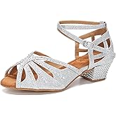 TTdancewear Dance Shoes for Women Low Heel Ballroom Dance Shoes Salsa Latin Practice Dancing Shoes Cuban Heels 1.5 inch