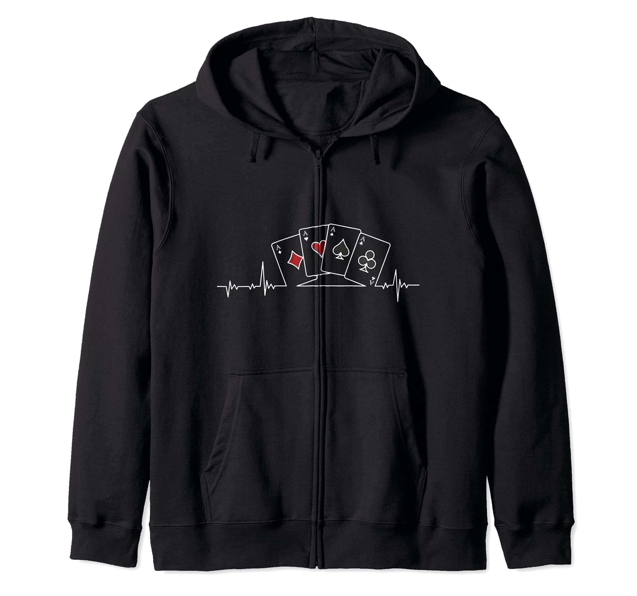 Poker cards flush heartbeat poker player poker card game Zip Hoodie