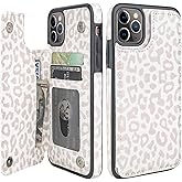 HAOPINSH for iPhone 11 Pro Max Wallet Case with Card Holder, White Leopard Cheetah Pattern Back Flip PU Leather Kickstand Card Slots Case for Girls Women, Double Magnetic Clasp Cover 6.5"