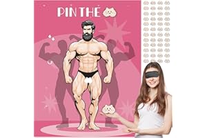 Haunt Couture Pin The Banana on The Hunk Game | Hilarious Bachelorette Party Decorations & Bridal Shower Game | Large Poster & 48 Reusable Banana Stickers for Girls Night Out & Engagement Parties