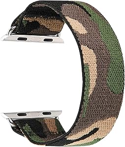 Elastic Band Compatible for Apple Watch, Scrunchie Stretch Wristbands Replacement Bracelet Loop Sport Strap for iWatch Series 1 2 3 4 5 6 SE, Men Women Girls, Camo Green, 38/40mm, S