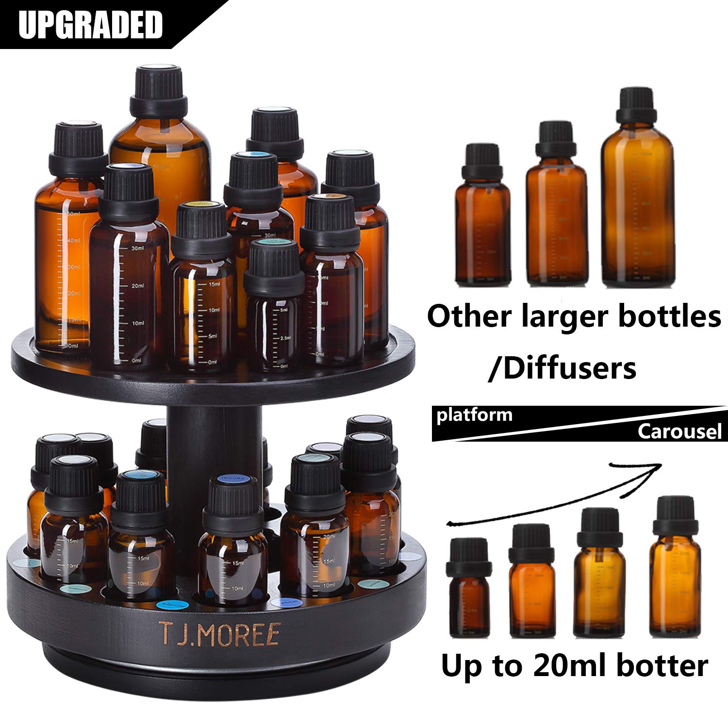 TJ.MOREE Bamboo Diffuser Holder Carousel 2 Tier Height Increase Rack