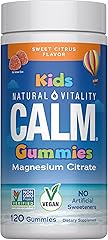 Natural Vitality Calm, Magnesium Citrate Kids Supplement, Stress Relief Gummies, Supports a Healthy Response to Stress, Glute