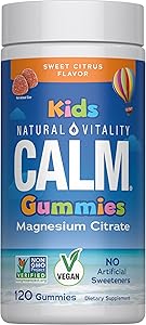 Natural Vitality Calm, Magnesium Citrate Kids Supplement, Stress Relief Gummies, Supports a Healthy Response to Stress, Glute