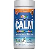 Natural Vitality Calm, Magnesium Citrate Kids Supplement, Stress Relief Gummies, Supports a Healthy Response to Stress, Gluten Free, Vegan, Sweet Citrus, 120 Gummies