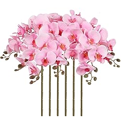 ICBOX 6 PCS Orchids Artificial Flowers Pink Fake