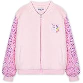 Girl’s Unicorn Fleece Full-zip Sequin Sleeves Jacket with Pocket