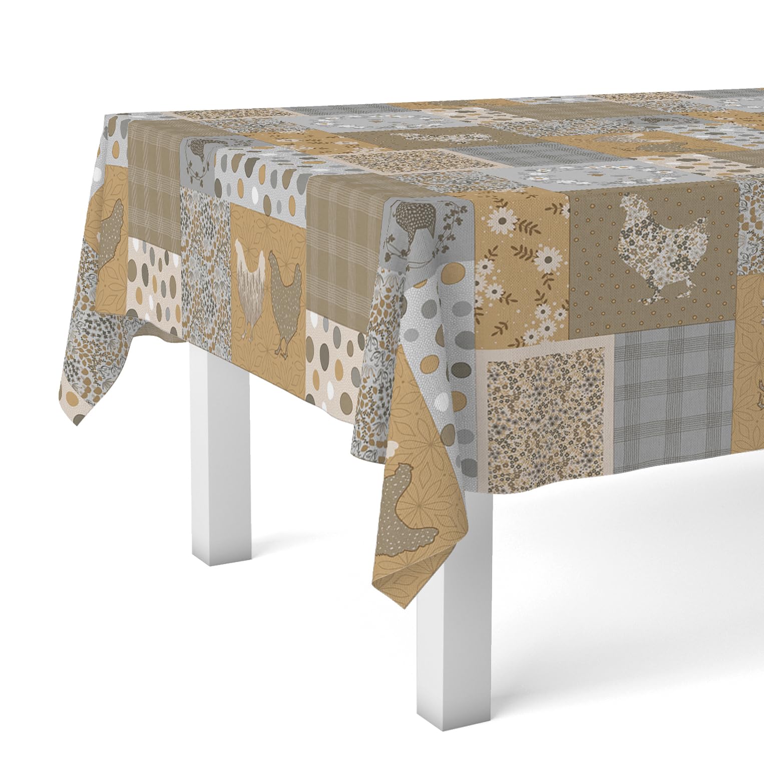 Martina Home Oilcloth Tablecloth Patch Beige 140 x 140 cm