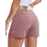 MIER Women's 2 in 1 Running Shorts Athletic High Waisted Workout Tennis Gym Shorts with Liner Zipper Pocket 3"