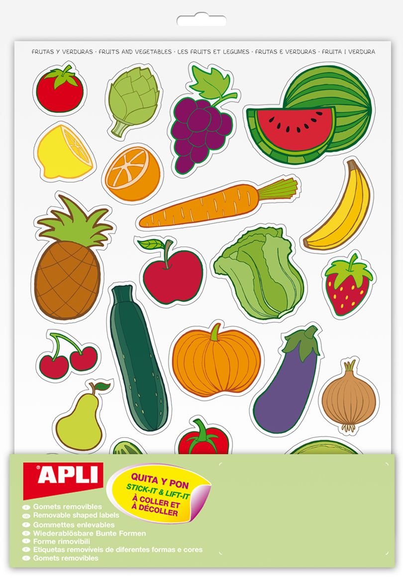APLI Kids 11451 – Bag of Gummets, 12 Sheets, Fruits and Vegetables
