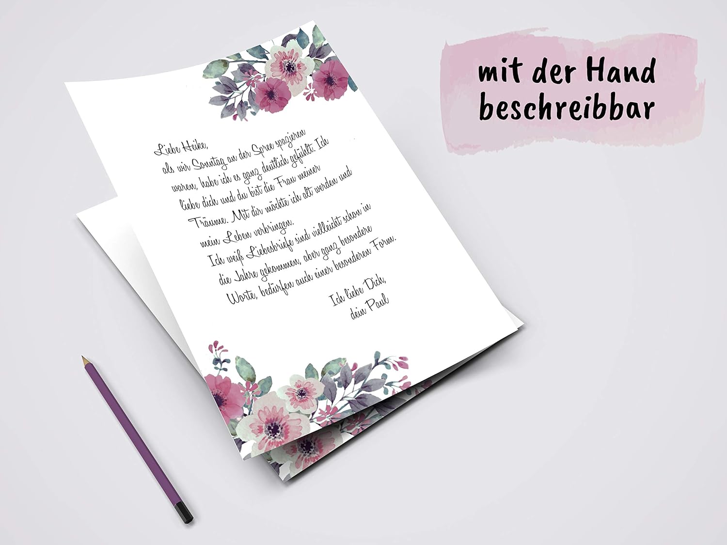 Writing Paper (60 Sheets, DIN A4) Watercolour Vintage Flowers Letter Sheets (Flowers) - Image 5