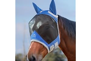 Harrison Howard CareMaster Pro Luminous Fine Mesh UV-Proof Fleece Padding Fly Mask Half Face Aquamarine (XL; Extra Full)