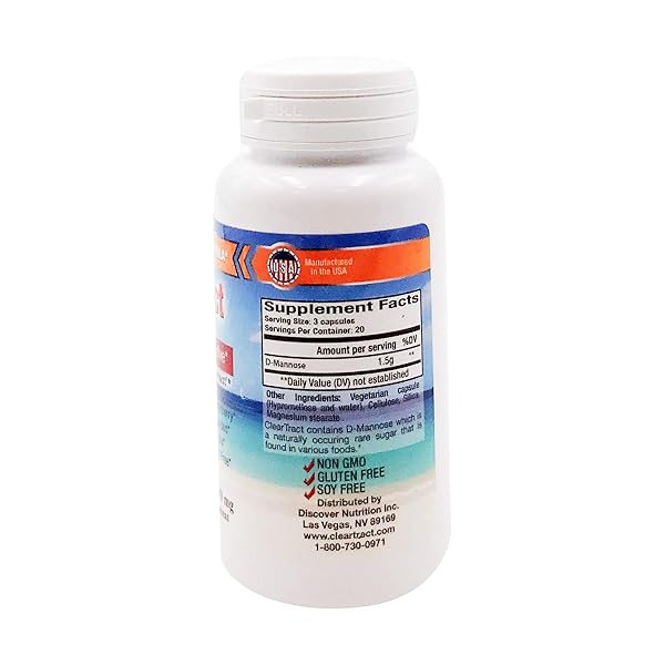 CLEARTRACT D-MANNOSE FORMULA CAPSULES, 500 MG, 60 COUNT
