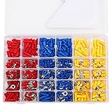 Soloop 480Pcs 12 Size Assorted Insulated Electrical Wiring Wire Terminal Crimp Connector Kit Butt Spade Set