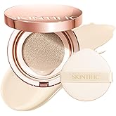SKINTIFIC Full Coverage Cushion Foundation #13W Cream| Satin Glow Finish, Oil-Control & Waterproof, Buildable Tattoo Cover Cushion for All Skin Types