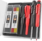 Nicpro 2 Pack Carpenter Pencil with Sharpener 26 Refills Deep Hole Markers