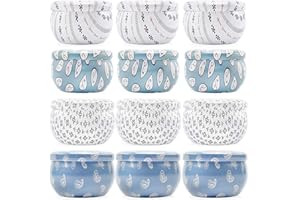 Darware Boho Metal Candle Tins (12 pack, 4 Designs); 2oz European Style Containers for Storage, Parties, Weddings, Jewelry, Candy and Tea Stash