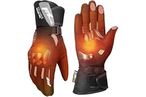 KEMIMOTO 2025 Version Heated Motorcycle Gloves for Men and Women Dual-Zone Control with Hard Protective Shields, 7.4V 3000mAh Rechargeable Battery, Waterproof, Touchscreen