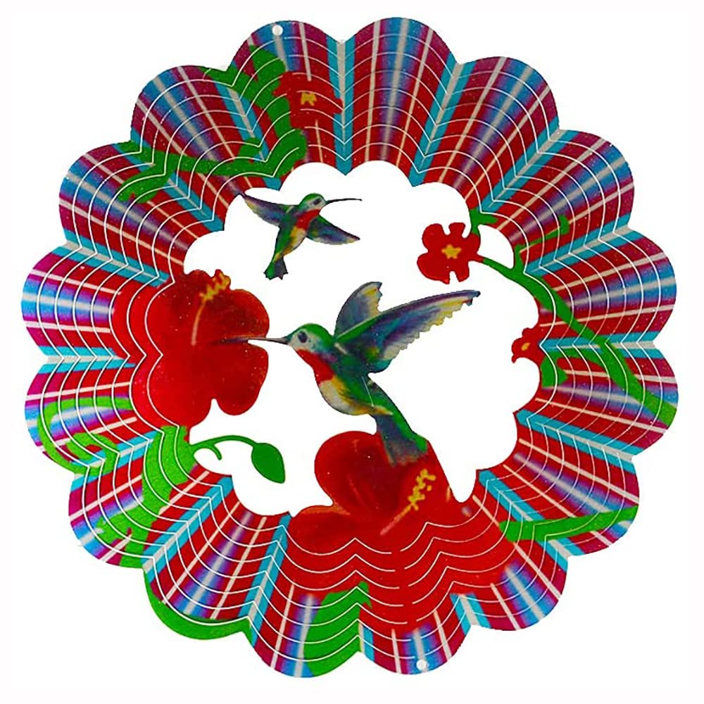 ANCLLO Wind Spinner 360 Degree Hanging Metal Hummingbird Indoor Outdoor Garden Decoration