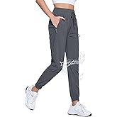 TACVASEN Women's Joggers Lightweight Quick Dry Hiking Pants with Pockets Athletic Travel Workout Summer Water Resistant