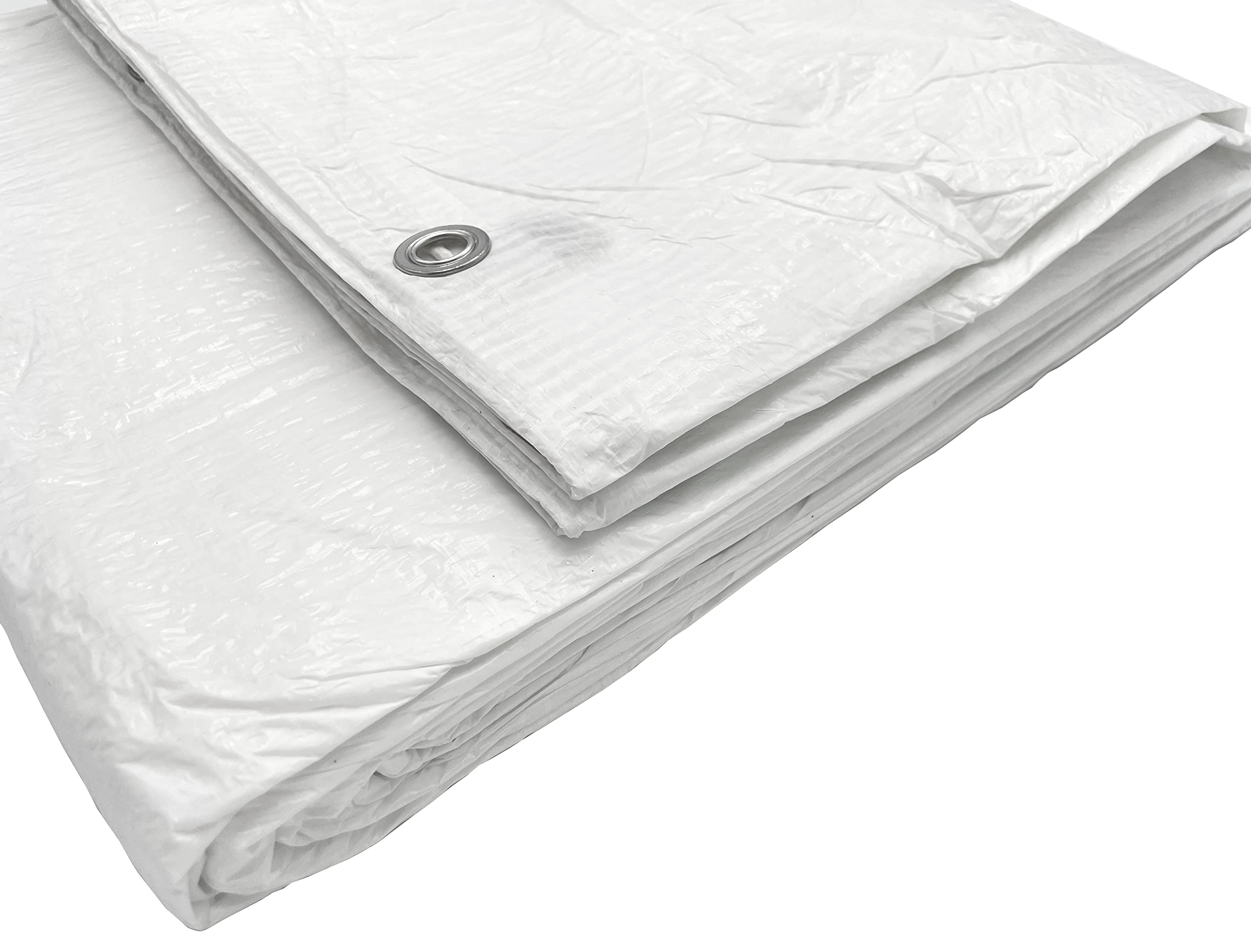 (Pack of 3 pcs) Tarpaulin Waterproof 2 x 3 m White 55 g/m2 Sheet with Metal Rings, Protective Sheets, Car Cover, Multipurpose Tarp (3 pcs, 2 x 3 m)
