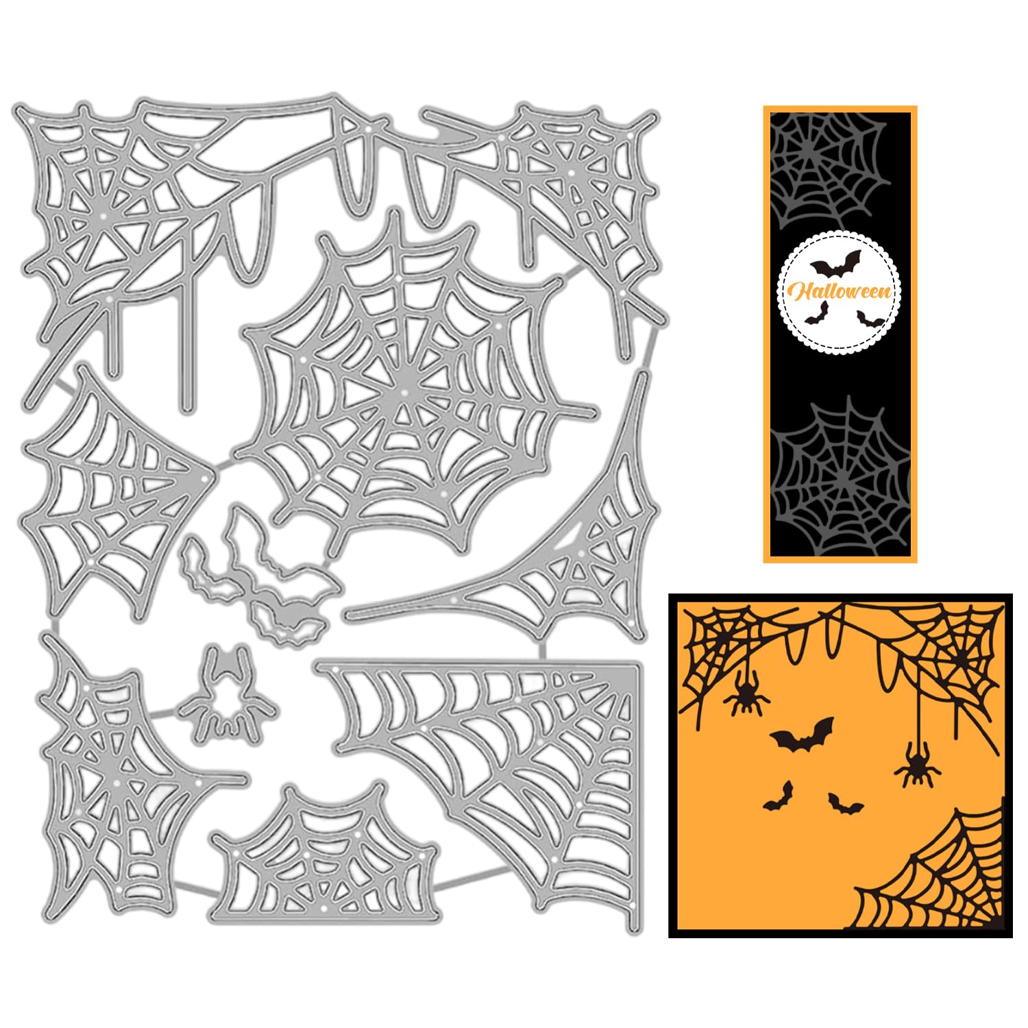 GLOBLELAND Halloween Spider Web Cutting Dies for DIY Scrapbooking Metal Halloween Bat Die Cuts Embossing Stencils Template for Paper Card Making Decoration Album Craft Decor