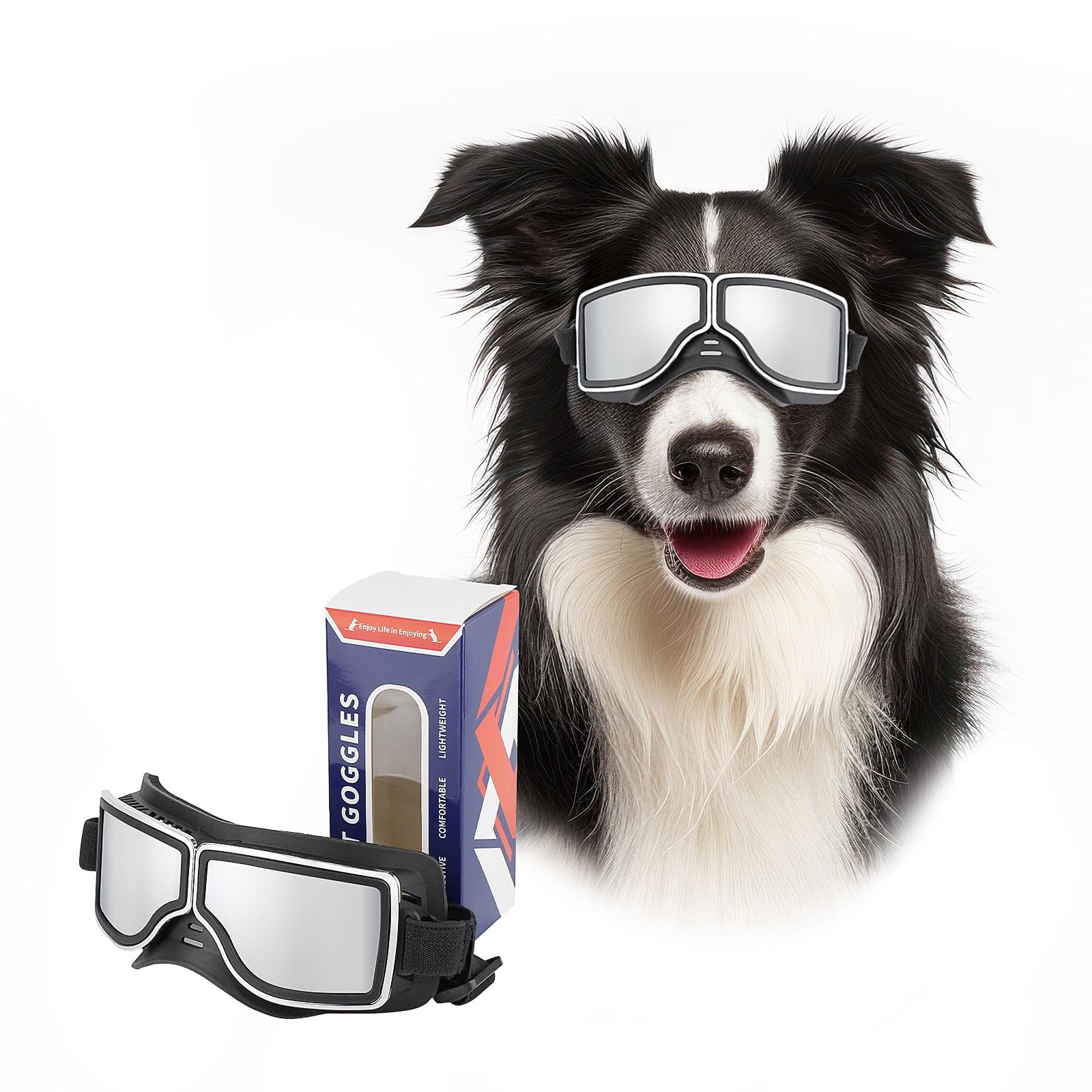 PETLESO Dog Goggle for Medium to Large Breed Adjustable Anti-UV Motorcycle Dog Goggles Cool Pet Sunglasses