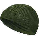 Simapu Wool Fisherman Beanie for Men Wome, Thin Knit Winter Hats Skull Cap | Fashionable Swag Short Knitting Watch Caps , Cuffed Trawler Sailor Hats for Spring Fall Winter , 50% Wool Warm Mens Skullcap