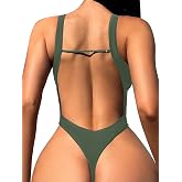 Foxiny Sexy One Piece Swimsuit Women Thong Bikini 3XS-6XL | Backless Tummy Control High Cut Bathing Suit Plus Size Beach Bodysuit Beach Summer Vacation Pool Party