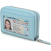 Wallet for Women,Slim RFID Blocking Credit Card Holder with ID Window,Double Zipper Compact Purses for Women with Coin Pocket