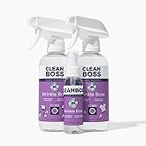CleanBoss Wrinkle Release Spray for Clothing - 2 Pack &amp; 1 Mini Bottle | Fabric Wrinkle Release Spray with Travel Size Bottle, Crease Release, Dewrinkler, Non Toxic Fabric Spray