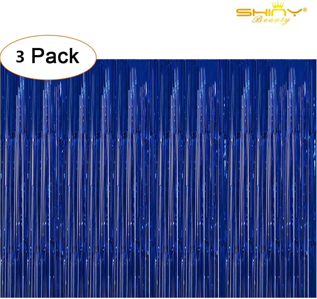 ShinyBeauty Tinsel Foil FringeBackdrop9FTX8FTGlitter Royal blue Metallic Foil Fringe Curtain