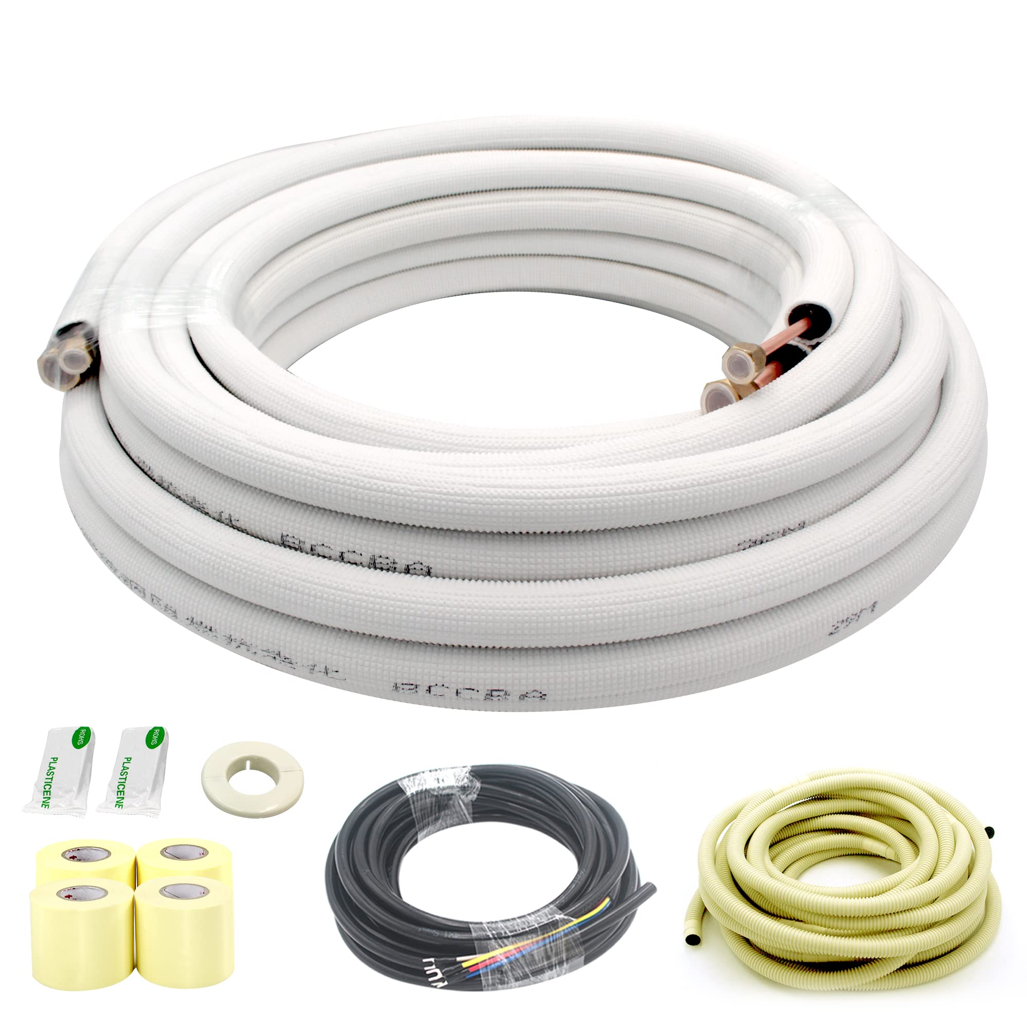 TADERUILY 33 Ft Mini Split Line Set,Air Conditioning Copper Tubing Pipe Extension,1/4