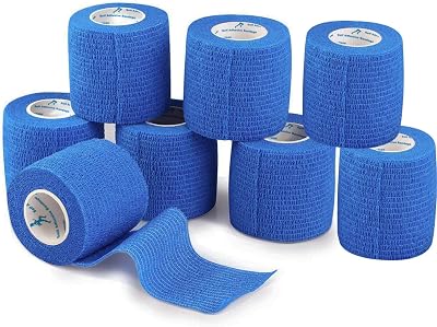ANAMPION 8 Rolls Self Adhesive Bandage 5cm x 4.5m Cohesive Tape Blue