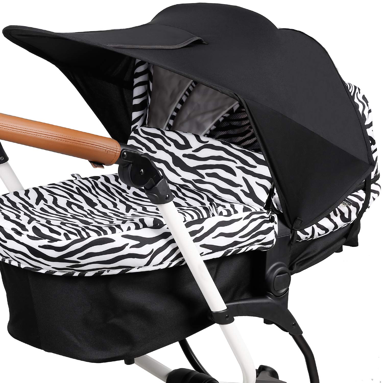 Sun Cover for Pushchair Canopy with UV Protection 50+ Sunshade for Stroller Sun Cover with Viewing Window Universal Sun Shade for Pushchair Buggy Carrycots ZJ Right Pram Cover Black