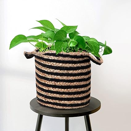 HomeStorie 10 Inch Jute Planter Basket for Gardening / Living Room/ Balcony/ Outdoor/ Indoor Plants, Pack of 1 (IN394)