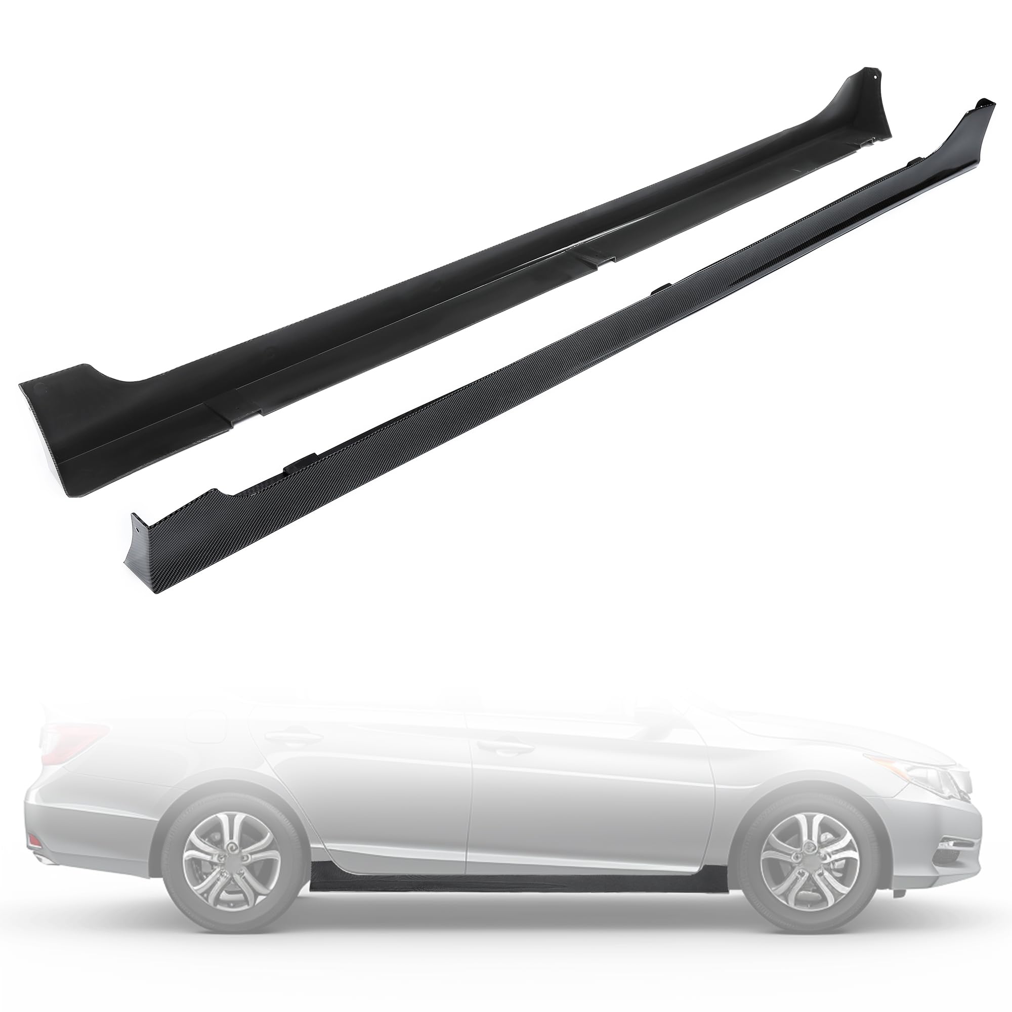 Photo 1 of HECASA Side Skirts Rocker Panels Guard Compatible with 2013-2017 Honda Accord 4 Door Sedan Spoiler Splitter Extension Body Kit Replacement Pair Carbon Fiber Color