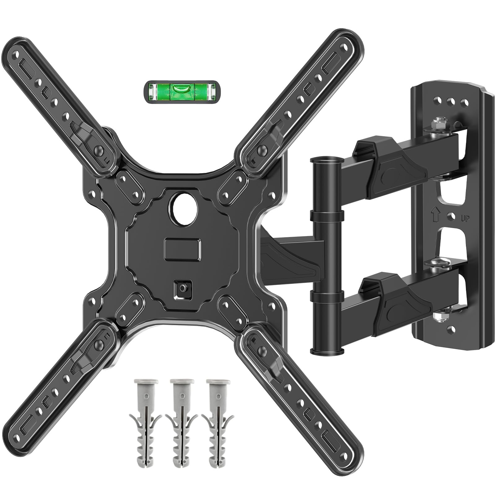 ELIVED TV Wall Bracket for Most 26-60 inch TVs, Tilt and Swivel Wall Mount for Flat or Curved TVs with VESA 100x100-400x400mm up to 35KG, Full Motion Corner TV Bracket with Articulating Arm EV009