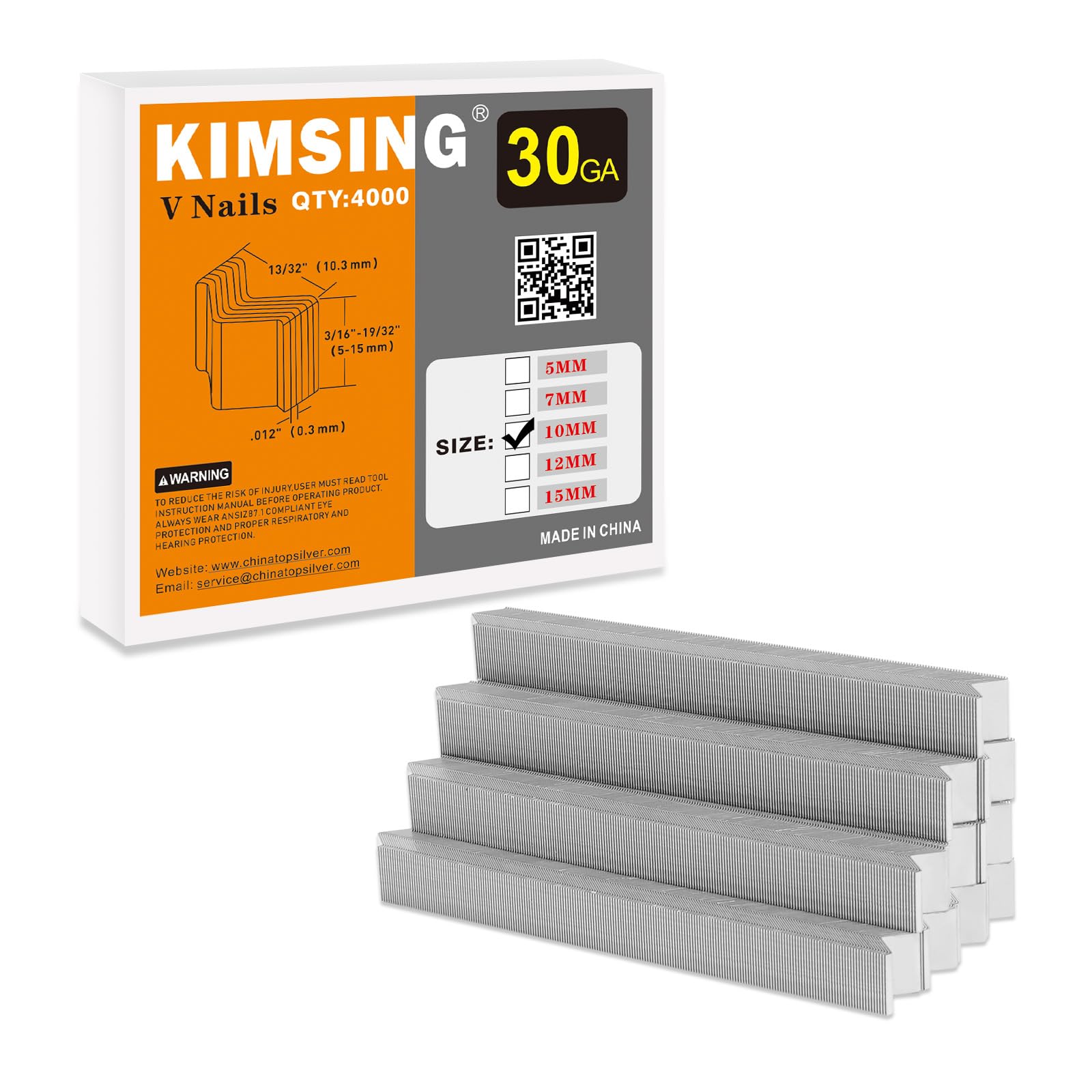 KIMSING 10mm Leg Length V Nails, 4000PCS/Box, Hard Wood Type Wood Joining Nails, for V1015 Picture Frame Nailer Gun, Framing Joiner, V-Nailer