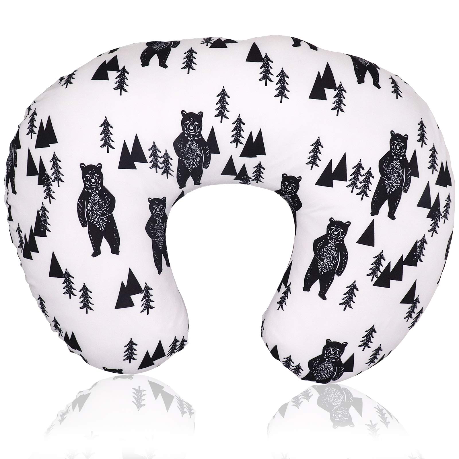 TANOFAR Bear Nursing Pillow Cover, Breastfeeding Pillow Slipcover for Baby Boys & Girls, Nursing Pillow Case for Newborn, Soft Fabric Fits Snug On Infant, Washable & Breathable, Black & White Animal