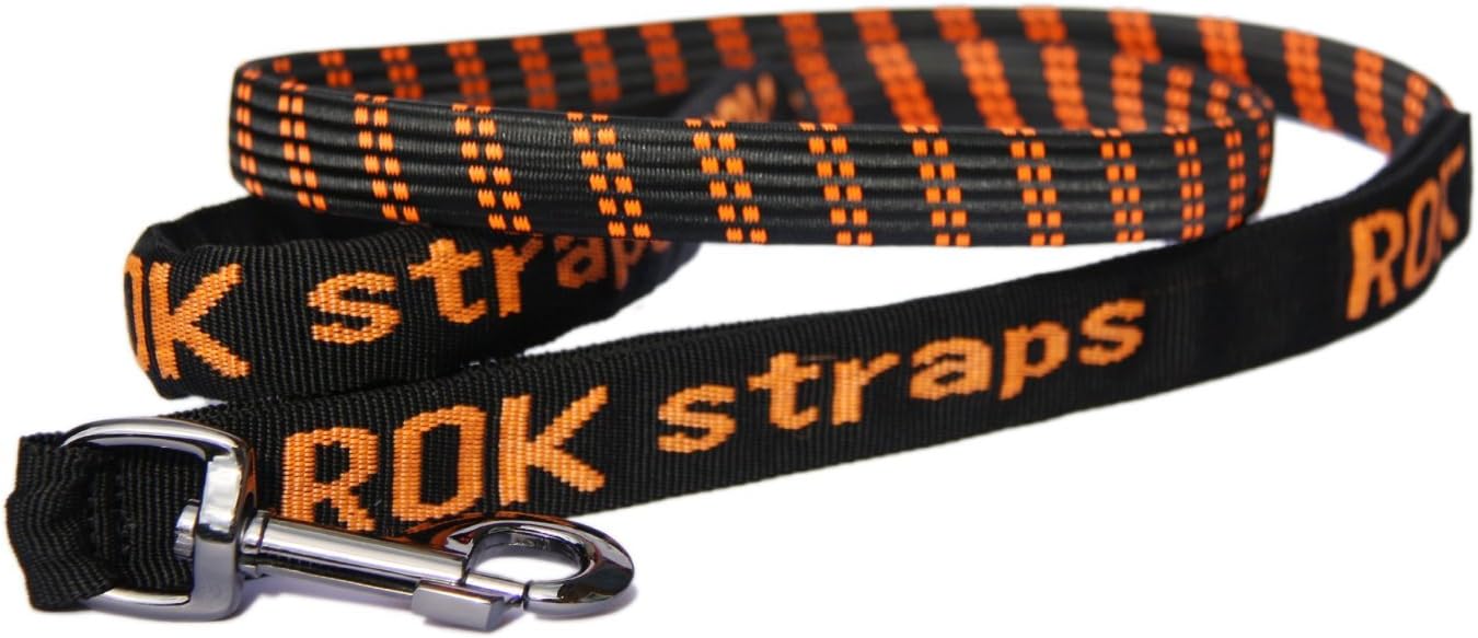 Rok-Strap Dog Lead 3-in-1 Stretch Lead, Large, Black/ Orange, Black/Orange