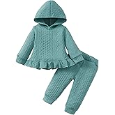 Mioglrie Baby Toddler Girl Clothes Infant Fall Winter Outfits Hoodie Solid Color Sweatshirt Sweatpant Clothing Set 3M-3T